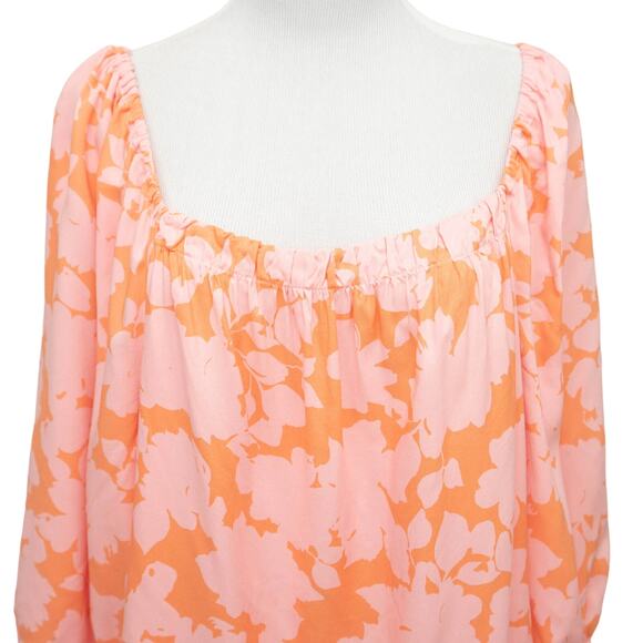 Sanctuary Pink Orange Floral Square Neck Peasant Top size 2X - Picture 5 of 11